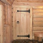 Wooden door in a Russian bathhouse