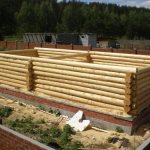 photo: how to place a log bathhouse on the foundation