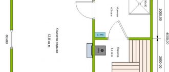 планировка бани 6х4 с комнатой отдыха