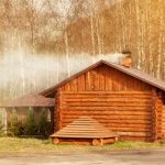 The village bathhouse is heated calmly