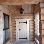 Entrance door in a log house